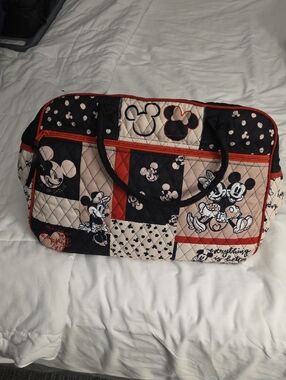 Mickey Mouse Quilted Travel Tote - Black, Cream & Red